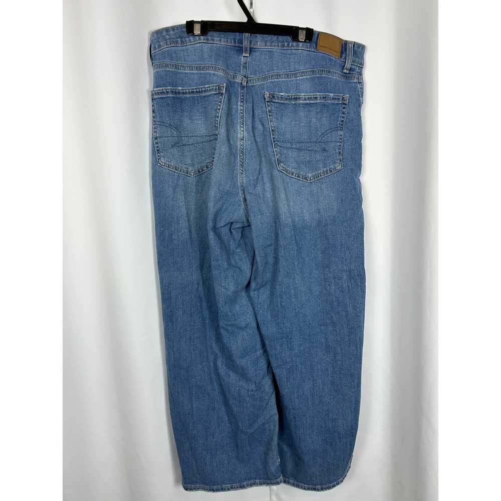 American Eagle Super High-Rise Baggy Wide Leg Jeans Medium Wash Size 12 Short - Picture 5 of 8
